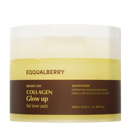 EQQUALBERRY - Collagen Glow Up Gel Toner Pad - Brightening Face Pads - 60pcs/140ml