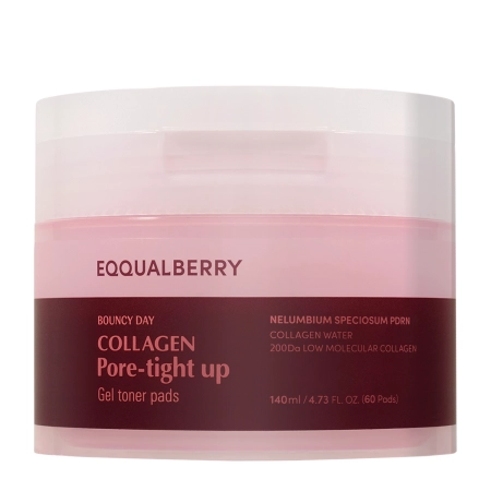 EQQUALBERRY - Collagen Pore Tight Up Gel Toner Pad - Facial Pads to Tighten Up the Pores - 60pcs/140ml