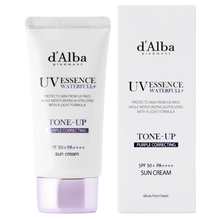 d'Alba - Waterfull Tone-Up Sun Cream SPF 50+ PA++++ - Purple - Tone-Up Face Cream with Sunscreen - 50 ml