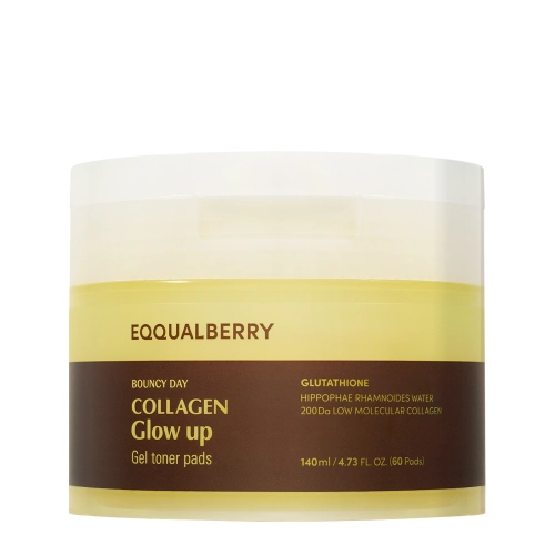 EQQUALBERRY - Collagen Glow Up Gel Toner Pad - Brightensglowing face pads - 60pcs/140ml
