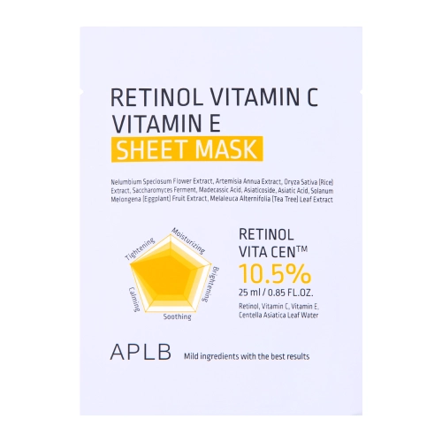 APLB - Retinol Vitamin C Vitamin E Sheet Mask - 1szt/25ml