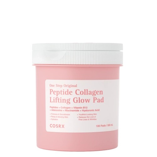 COSRX - One Step Original Peptide Collagen Lifting Glow Pads - Lifting-Brightensflakes with Peptides and Collagen - 300ml/100pcs