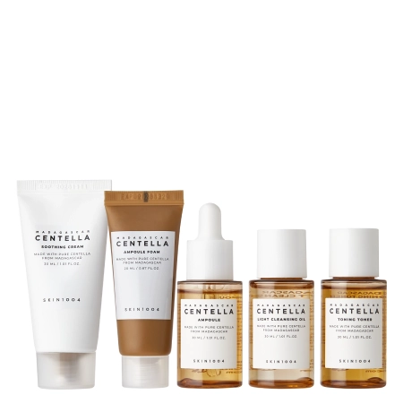 SKIN1004 - Madagascar Centella Travel Kit - Cosmetic Travel Kit with Asian Centella - 20ml+30ml+30ml+30ml+30ml