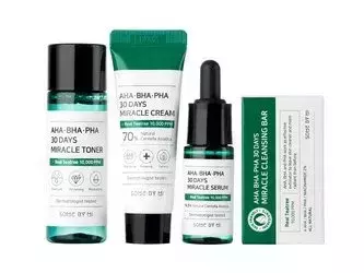 Some By Mi - AHA BHA PHA 30 Days Miracle Starter - Cosmetic Care Kit with AHA, BHA, PHA acids - 30g+30ml+10ml+20g