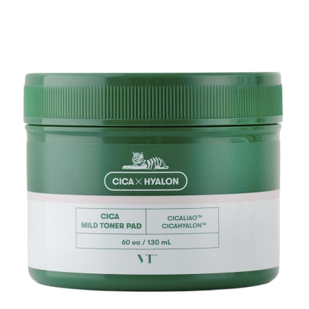 VT Cosmetics - CICA Mild Toner Pad - Exfoliating Face Pads with Centella and Salicylic Acid - 60pcs/130ml