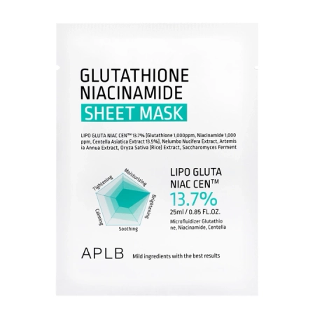 APLB - Glutathione Niacinamide Sheet Mask - Brightening Face Mask - 1pc/25ml