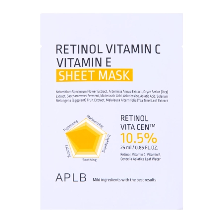 APLB - Retinol Vitamin C Vitamin E Sheet Mask - 1szt/25ml
